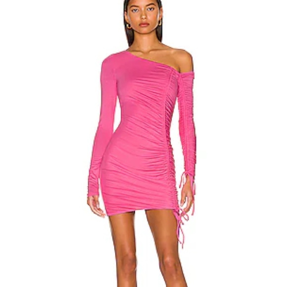 Camila Coelho Pink One-Shoulder Long Sleeve Dress